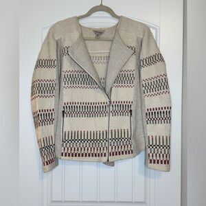 Lucky Brand Woven Aztec Full Zip Cardigan Blazer